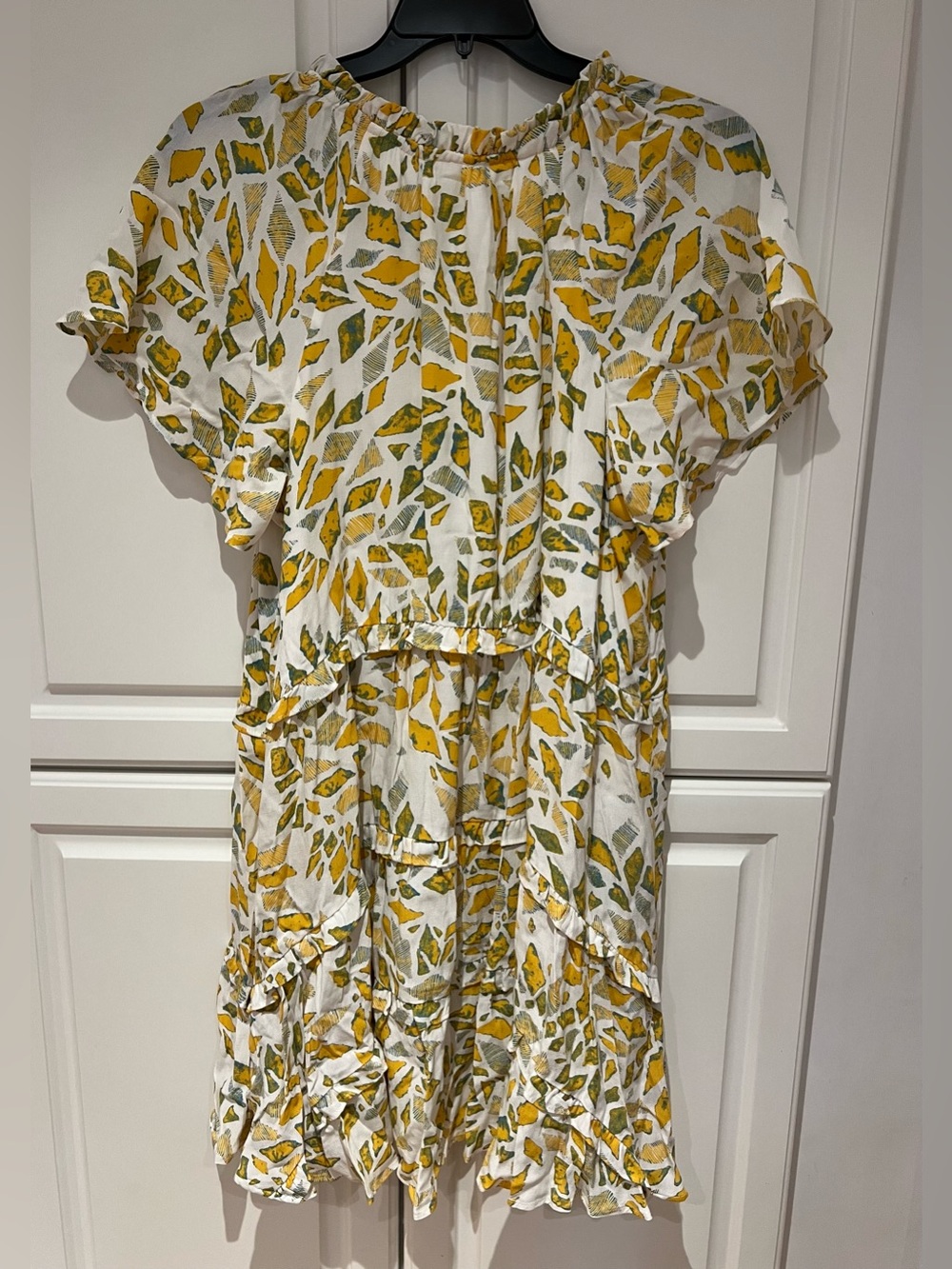 Anthropologie Robin Tiered Mini Dress Plus Size 1X Yellow Motif NWT Ruffle - Picture 2 of 16
